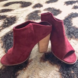 Suede Maroon Booties